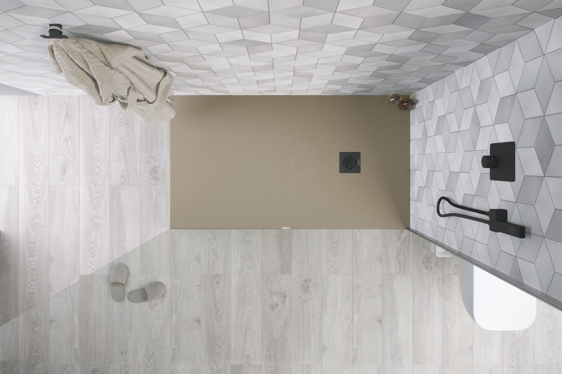 Brodzik prostokątny Arda 160x90 cappucino